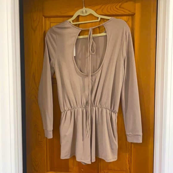 Mocha Long Sleeve Romper - Picture 2 of 4